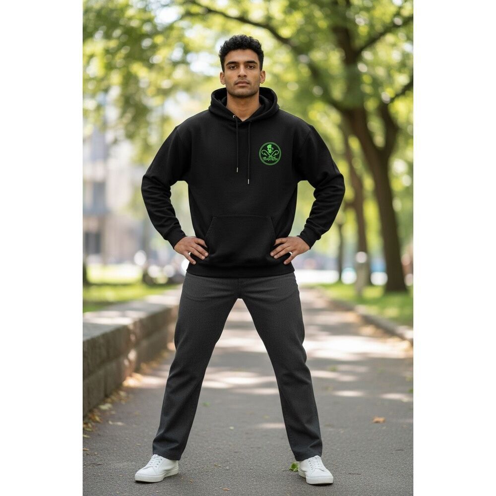 Salt Life Skull Hook Black Pullover Hoodie Size Large Neon Green Graphic